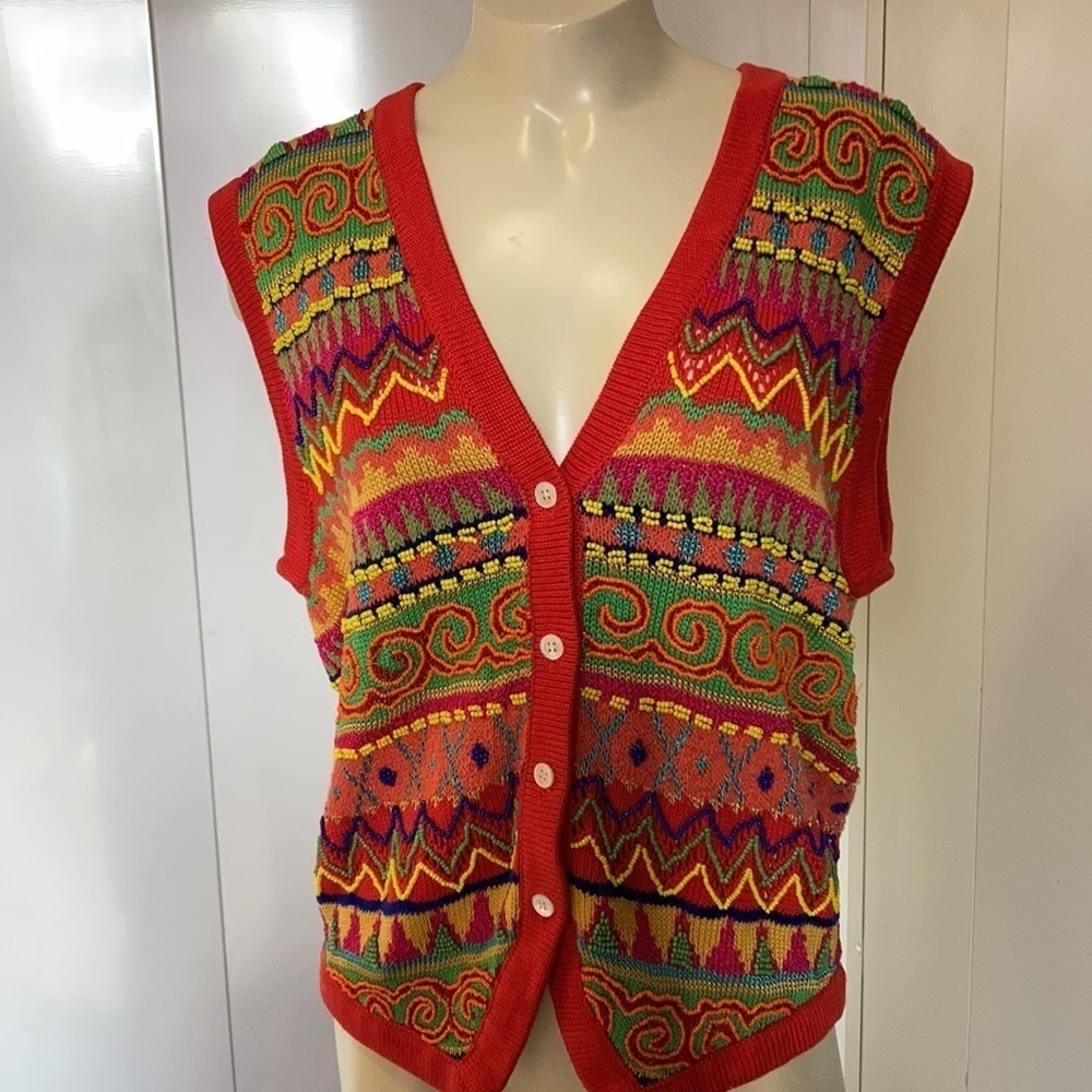 𝅺DKNY artsy beaded vintage 90 vest Large - Picture 6 of 12